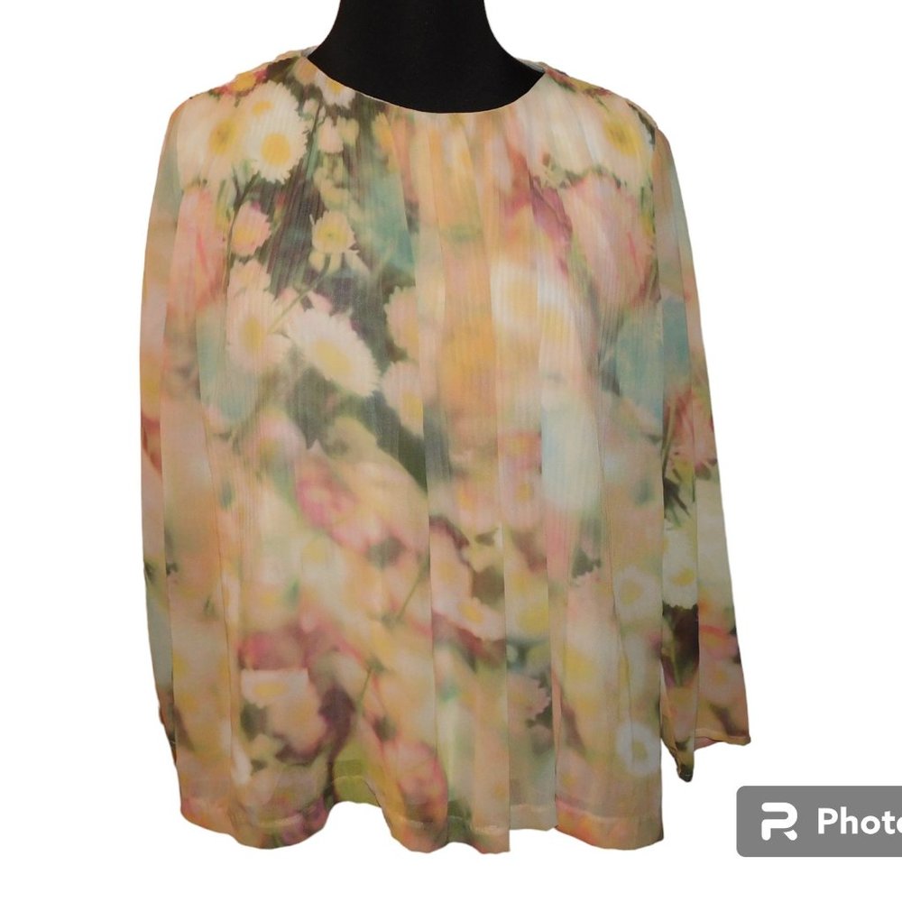 Carmen Marc Valvo Abstract Pattern Blouse Size Large